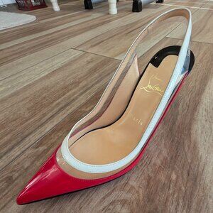 Christian Louboutin Paulina Sling Tri-Color PVC Patent Leather Shoe Eur.37